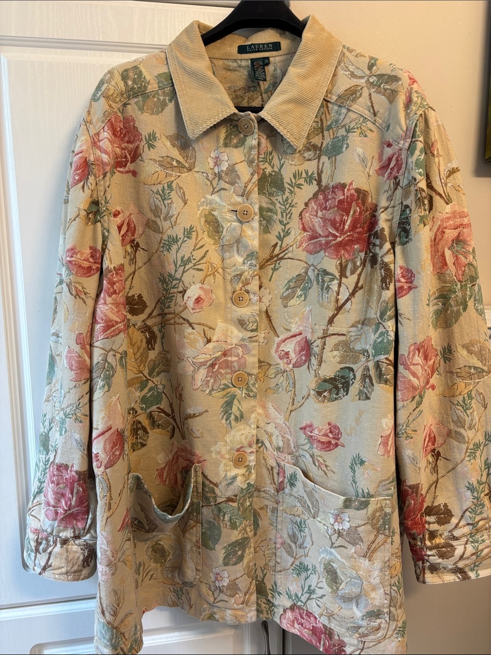 Ralph Lauren 80% linen floral chore coat